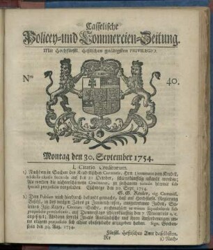 Nro. 40, Montag den 30. September 1754