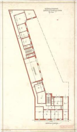 Billing, Hermann; Karlsruhe (Baden-Württemberg), Erbprinzenstr. 6; Druckerei Fidelitas, Umbau - Bebauungsplan (Lageplan)