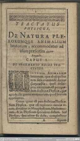 Tractatus Physicus, De Natura Plerorumque Animalium brutorum, accomodatus ad usum praesertim eikonologikon