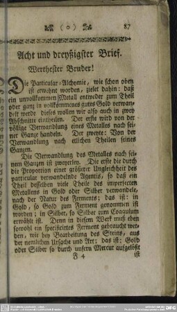 Acht und dreyßigster Brief