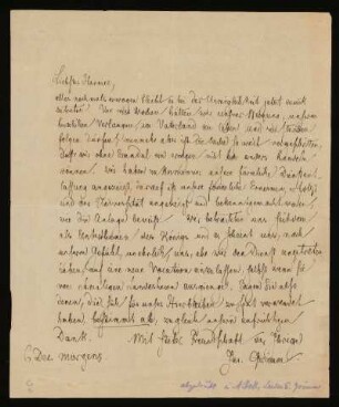 Brief von Jacob Grimm an Richard Maria Harnier