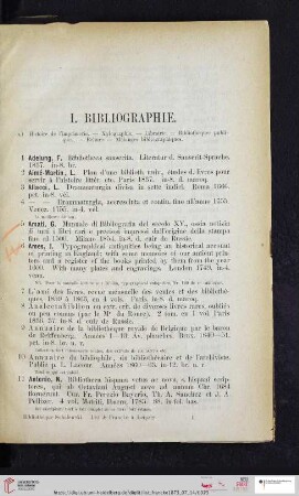 I. Bibliographie (No. 1 - 594)