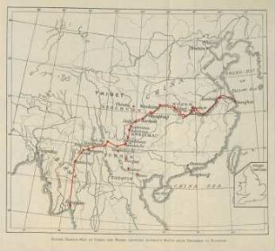 Rough sketch -map of China and Burma showing author's route from Shanghai to Rangoon