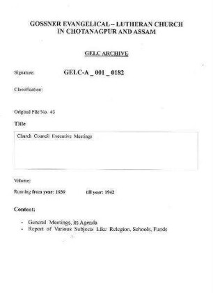 Church Council Executive Meetings