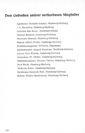 Dem Gedenken unserer verstorbenen Mitglieder