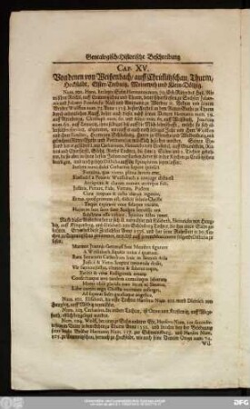 Cap. XV. Von denen von Weißenbach, auff Chrimmitzschau, Thurm, Heckstädt, Elster-Trebnitz, Meineweh und Klein-Döltzig.