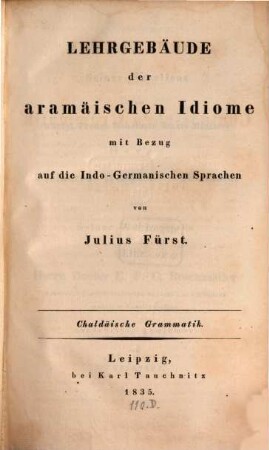 Formenlehre der chaldäischen Grammatik