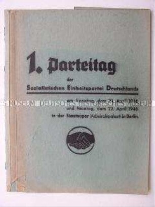 Delegiertenmappe (ohne Inhalt) vom 1. Parteitag der SED (Vereinigungsparteitag)