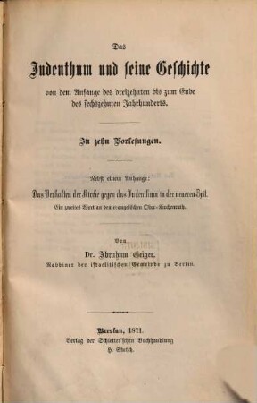 Das Judenthum und seine Geschichte, 3
