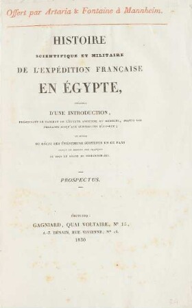 Histoire Scientifique Et Militaire De L'Expédition Française En Égypte