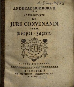 De iure convenandi : germ. Koppel-Jagten