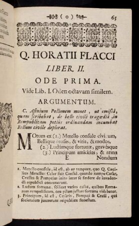 65-96, Q. Horatii Flacci. Liber II