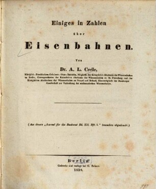 Einiges in Zahlen über Eisenbahnen