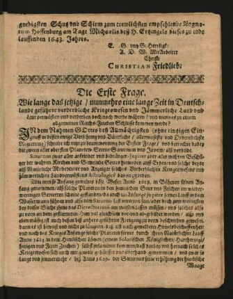 Die Erste Frage - Die Fünffte Frage.