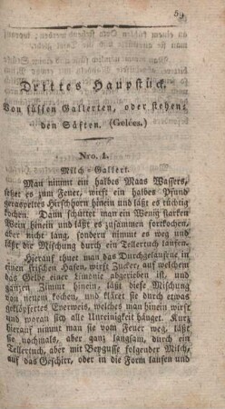 Drittes Hauptstück. Von süssen Gallerten, oder stehenden Säften (Gelees.)