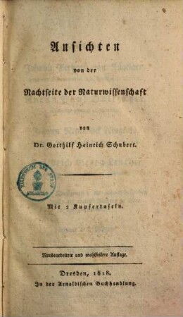 Ansichten von der Nachtseite der Naturwissenschaft