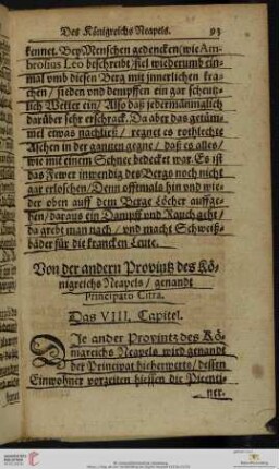 Das VIII. Capitel: Von der andern Provintz des Königreichs Neapels / genandt Principato Citra