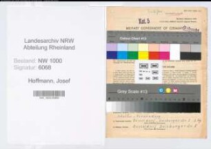 Entnazifizierung Josef Hoffmann, geb. 02.07.1914 (Baecker)