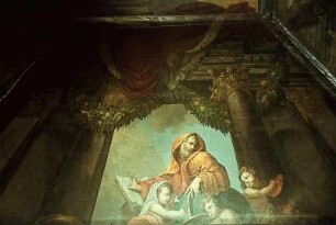 Östliches Bild: Der Winter - alter Mann mit Attributen der Gelehrsamkeit