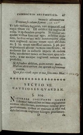 Sectio VII. Cautiones Quaedam. - Sectio XII. Ubertas Ingenii.