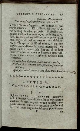 Sectio VII. Cautiones Quaedam. - Sectio XII. Ubertas Ingenii.