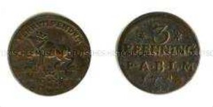 Deutsche Kleinmünze über 3 Pfennig aus dem Fürstentum Anhalt-Bernburg