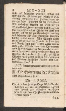 II. Die Erörterung der Fragen ...