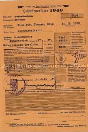 Lohnsteuerkarte - Familienkonvolut