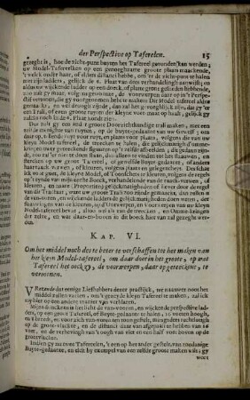 Kapt. VI. Om het-middel noch des te beter te verschaffen tot het maken van het kleyn Model-tafereel, om daar door in het groote, op wat Tafereel het oock zy, de voorwerpen, daar op geteeckent, te verootnen.