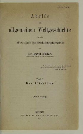 Theil 1: Das Alterthum