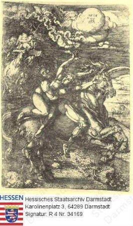 Dürer, Albrecht (1471-1538) / Radierung 'Die Entführung der Proserpine auf dem Einhorn'