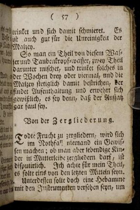 Von der Zergliederung.