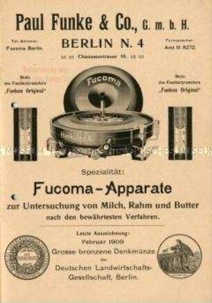 Apparate zur Untersuchung von Milch, Rahm und Butter