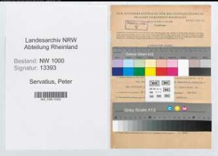 Entnazifizierung Peter Servatius, geb. 27.06.1899 (Angest.)