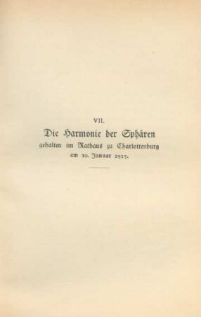 VII. Die Harmonie der Sphären
