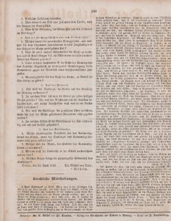 240 Kirchliche Mittheilungen