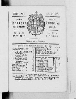 35tes Stück., Ausgabe vom 2. September 1795