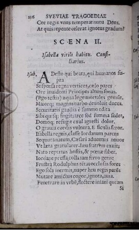 Scena II. Isabella virili habitu. Consiliarius
