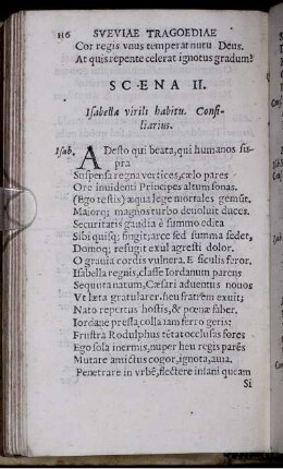 Scena II. Isabella virili habitu. Consiliarius