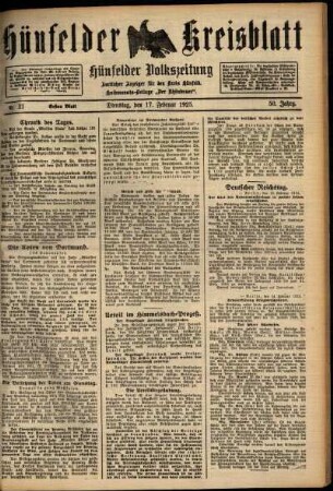 Erste Ausgabe vom Dienstag, den 17. Februar 1925.