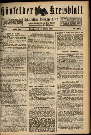 Erste Ausgabe vom Dienstag, den 17. Februar 1925.