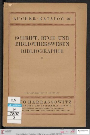Nr. 401: Bücher-Katalog: Schrift-, Buch- und Bibliothekswesen, Bibliographie