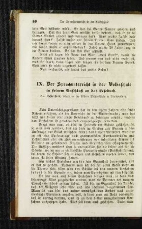 ¬Der¬ Sprachunterricht in der Volksschule in seinem Anschluß an das Lesebuch