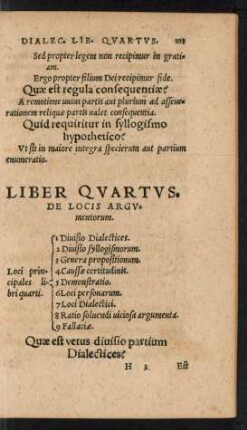 Liber Quartus. De Locis Argumentorum.