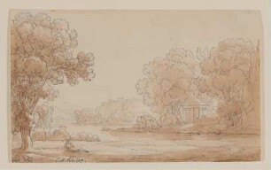 Arkadische Landschaft mit Tempel