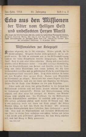 Januar-Februar 1918. Heft 1 u. 2