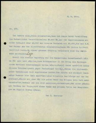 Bericht des ersten Sekretars an das General-Sekretariat