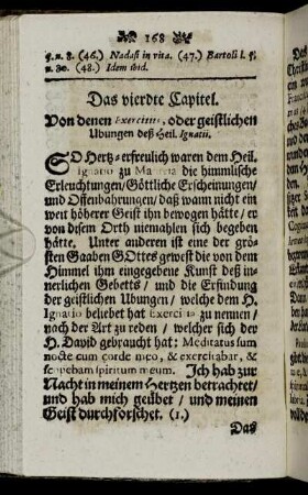 Das vierdte Capitel. Von denen Exercitiis, oder geistlichen Übungen deß Heil. Ignatii.