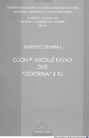 Gjon P. Nikollë Kazazi dhe "Doktrina" e tij