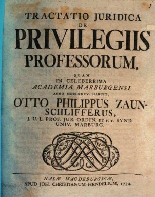 Tractatio iur. de privilegiis professorum